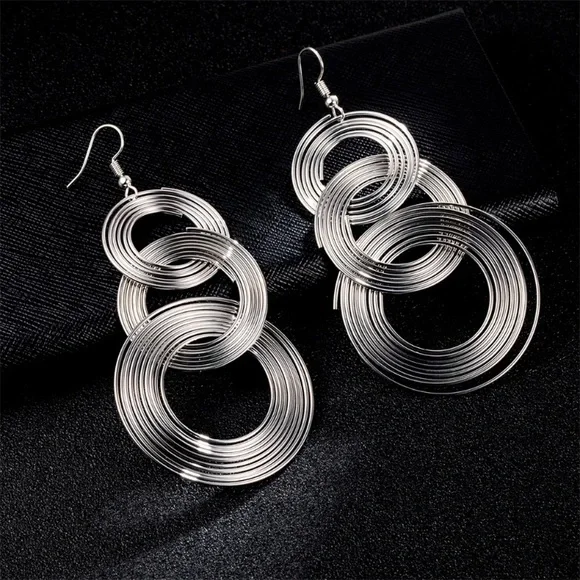 NEW 3 Hoop Earrings Gold Tone Silver Tone Drop Earrings - Picture 3 of 4